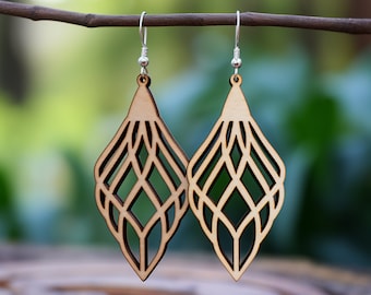 Laser Cut Earrings SVG: Wood & Leather Earring Templates, Digital Download