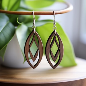 10 geometrische oorbellen, bundel elegante houten oorbellen | Lasergesneden hangerontwerpen voor vrouwen - SVG, DXF, EPS digitale download oorbellenp
