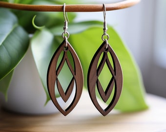 10 Geometric Earring, Elegant Wooden Earring Templates Bundle | Laser Cut Dangle Designs for Women -SVG, DXF, EPS Digital Download Earringsp