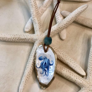 Blue Octopus Ornament - Oyster Shell - by Coast and Cork