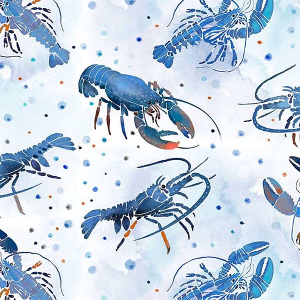 Lobsters - Little Ocean Blue Studio - Fabric By The Yard - 100% Cotton - CD1301