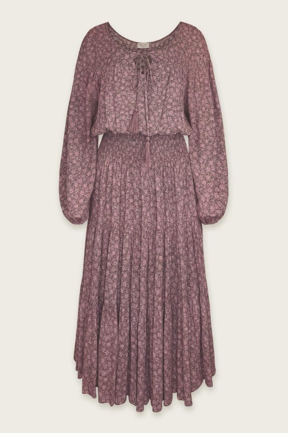 judith & charles midi purple silk flower dress Isabeau | Purple Satin Plunge-Neck Midi Dress
