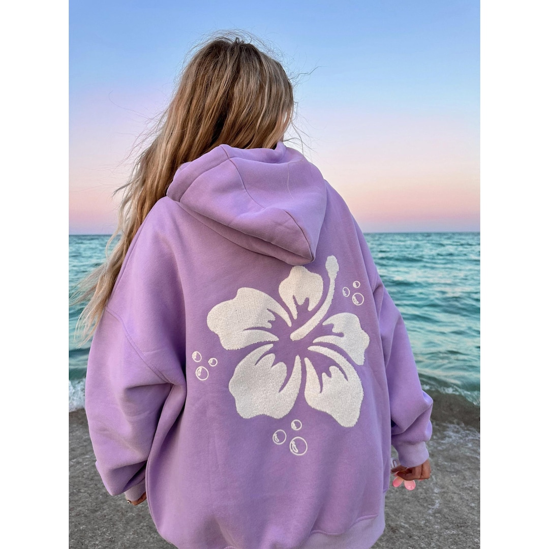 Hibiscus Flower Towel Embroider Hoodie - Etsy Canada