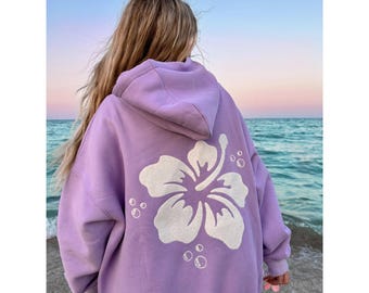 Hoodie met handdoek geborduurde hibiscusbloem
