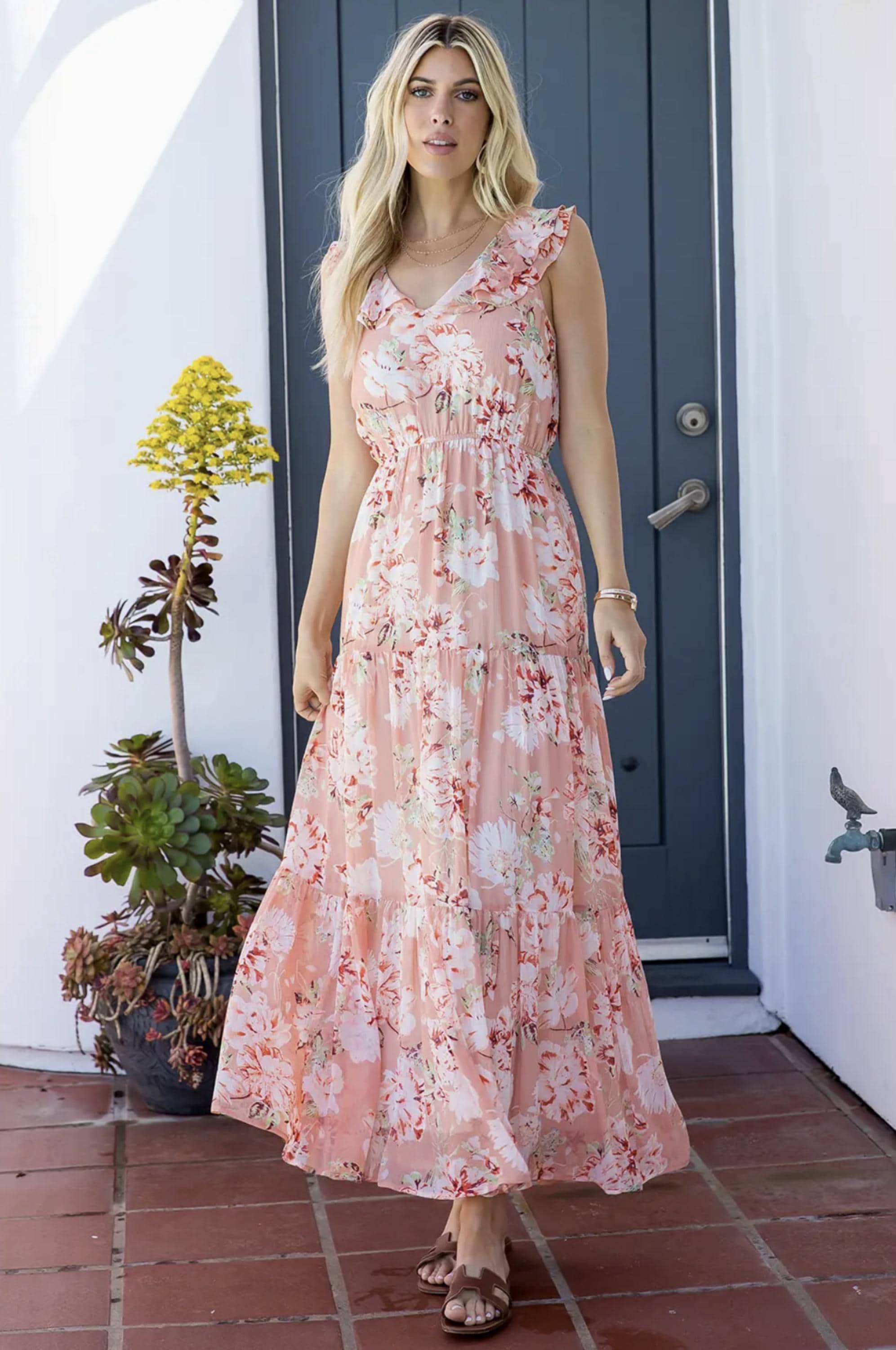 chinese dress ladies Virginia Maxi Dress - Brown Floral