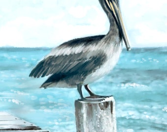 Pélican côtier - Impressions d'art originales par Thomas Little