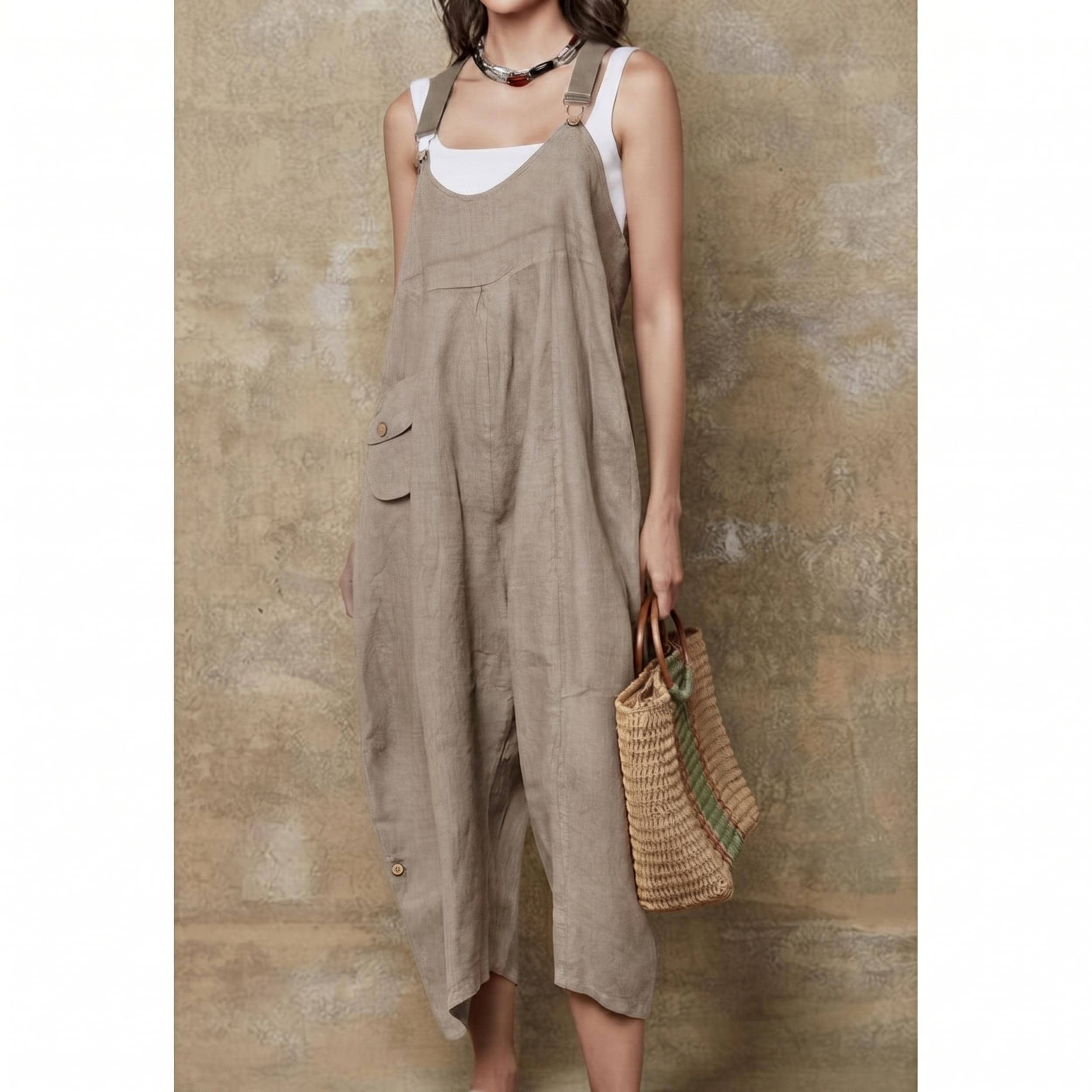 100% Linen Jumpsuit (taupe Color) - Vintage Style - Etsy