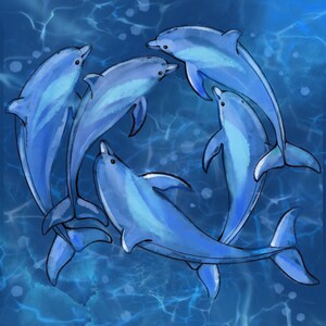 Delfini spinner che giocano - Stampe d'arte originali di Thomas Little