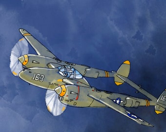 P-38 Lightning – Oryginalne wydruki artystyczne Thomasa Little’a