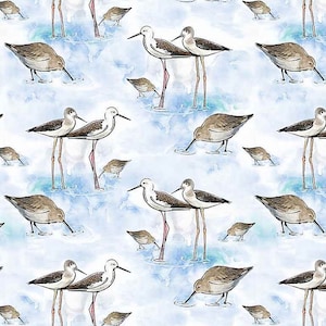 Sand Pipers - Little Ocean Blue Studio - Fabric By The Yard - 100% Cotton - CD1305