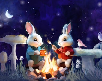 Magical Night With Friends - Original Art Prints by Thomas Little