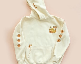 Sunset Embroidered Hoodie - Vintage Look