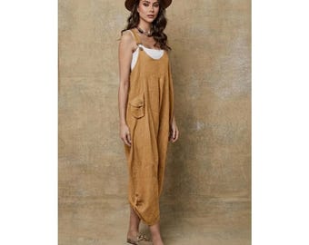 venti6 linen dress Short Sleeve Button Down Linen Long Dress - by Venti6 (camel Color)