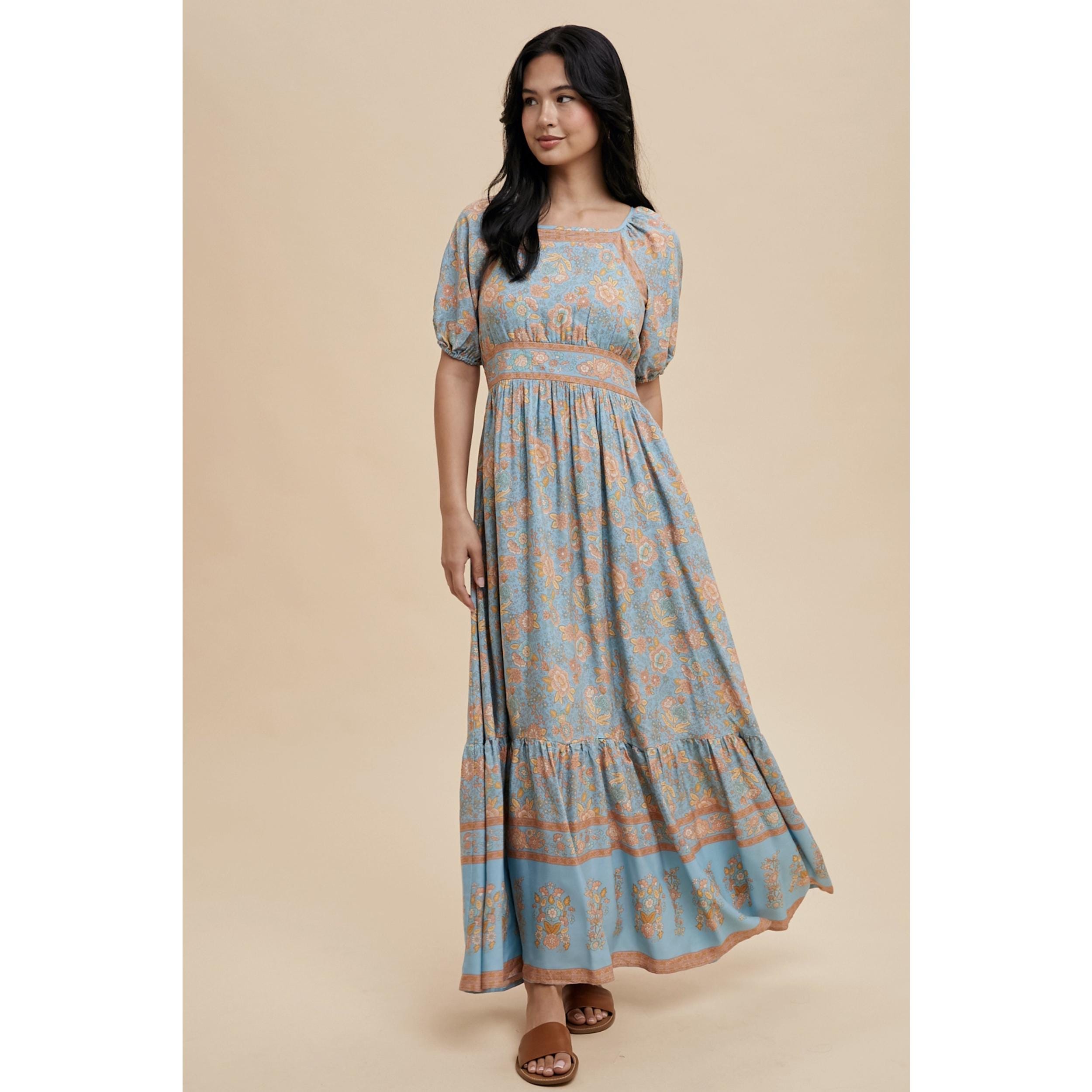 blue dress french connection Dusty Blue Maxi Dress with Cut Out Detail