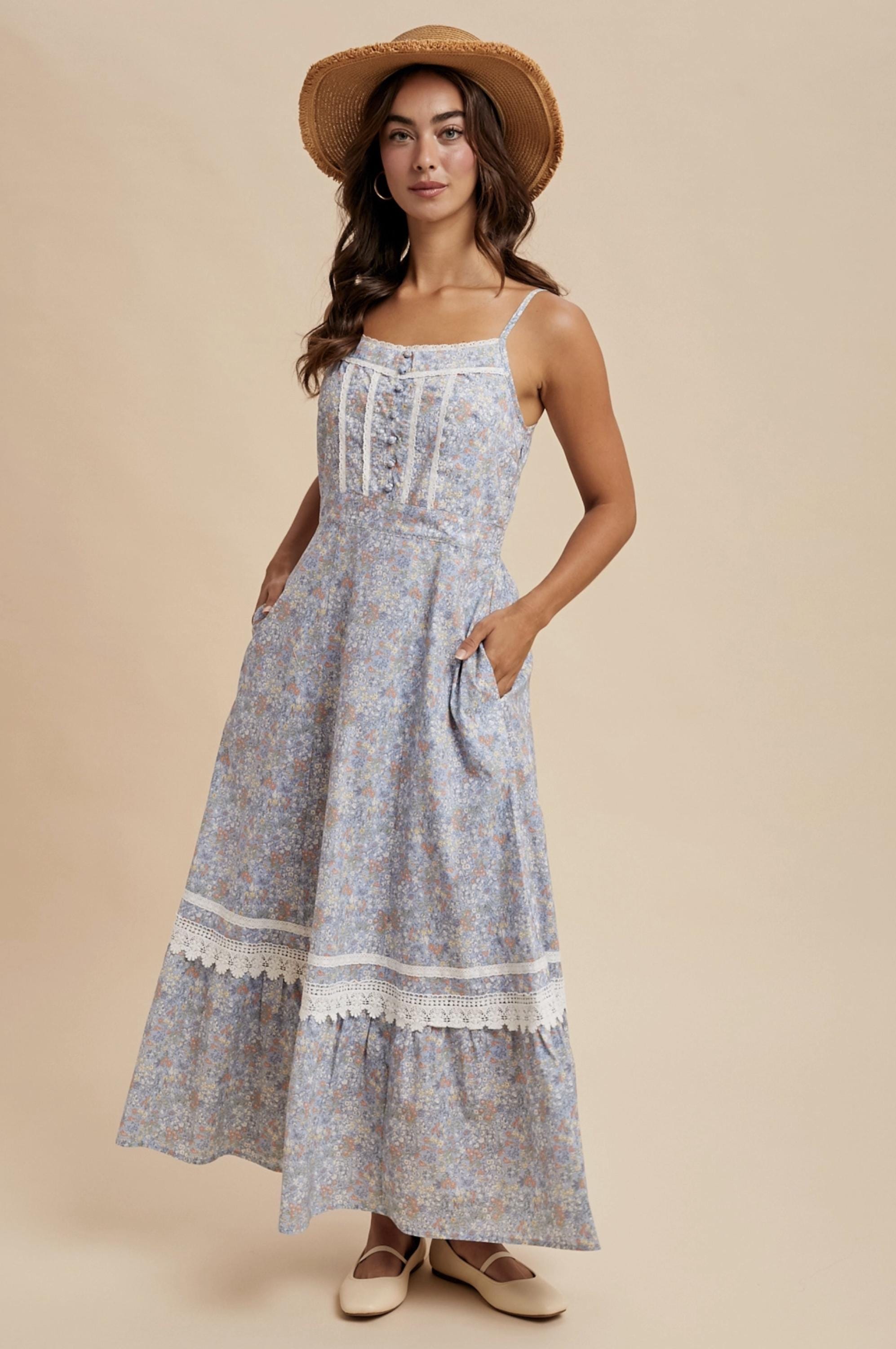 ワンピース Lace Trimmed Floral Dress Moment Of Beauty Lace Up Floral Maxi Dress | Windsor