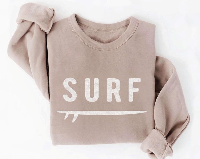 Surf Graphic Sweatshirt (Tan color) - Vintage Style