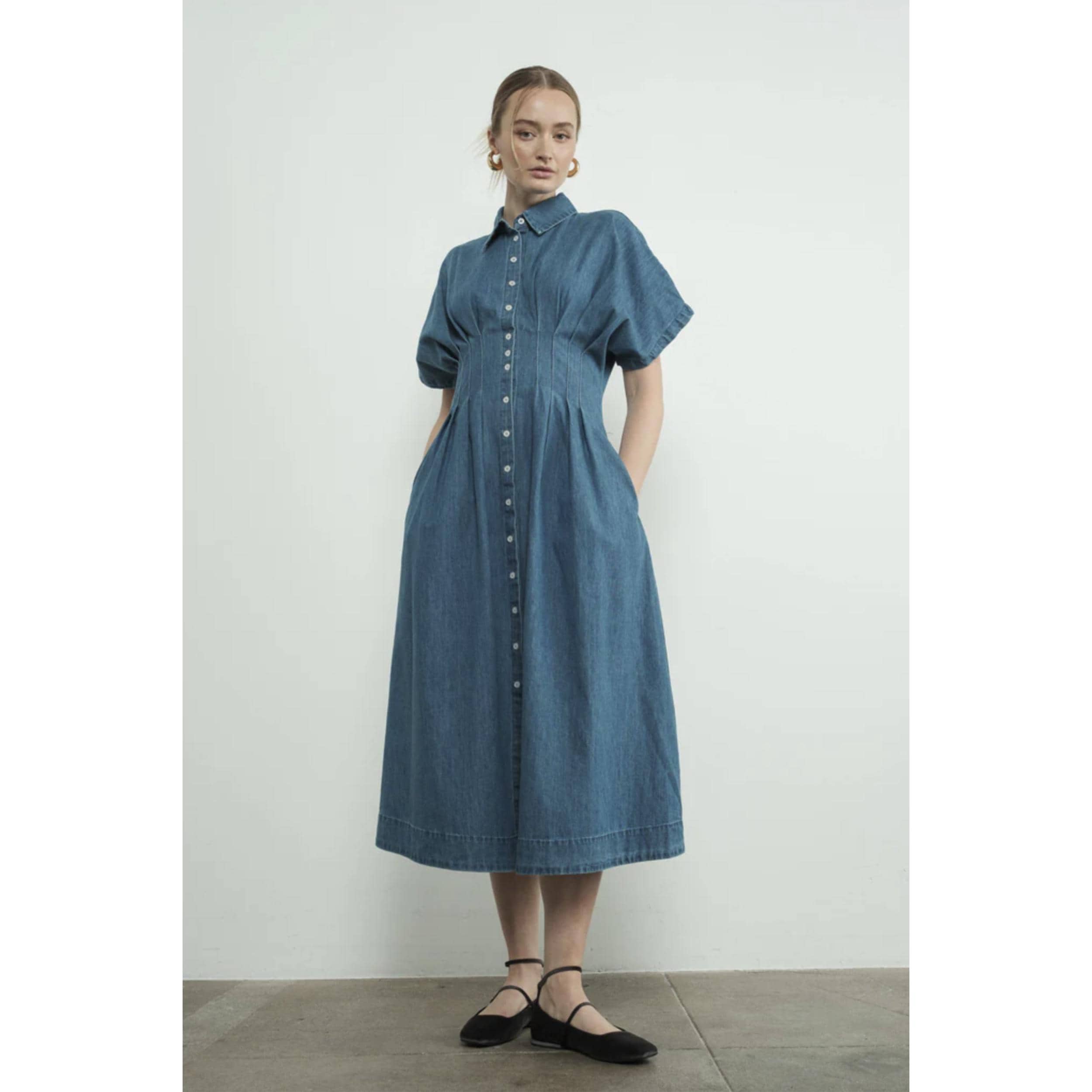 anthropologie dresses blue For Love & Lemons Puff Sleeve Cut Out Floral Mini Dress main image 0