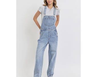 Light Wash Denim Overalls - Relaxed Slouchy Jumpsuit