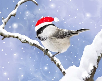 Christmas Chickadee - Original Art Prints by Thomas Little