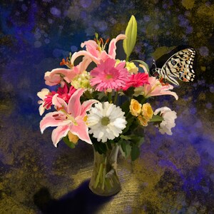 Flower Vase And Butterfly - Original Art Prints by Thomas Little