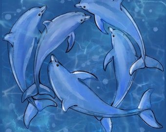 Dolphins At Play - Original Art Prints by Thomas Little