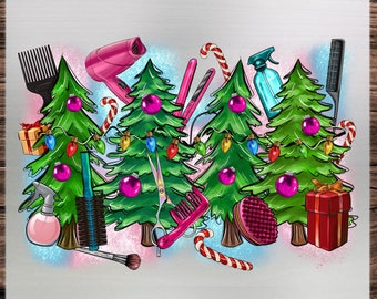 Hairstylist Christmas Tree DTF Transferi Salon Gift Ready to Press