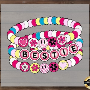 Pulsera Bestie DTF Transferencia: Diseño colorido para planchar