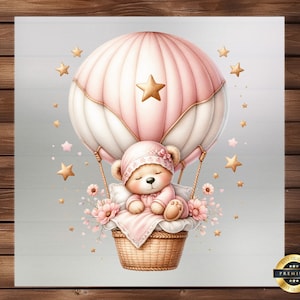 Sleepy Baby Teddy Bear DTF Transfer, Adorable Bedtime Design, Iron on Decal, Ready to Press, Custom Kids Apparel, DIY Craft Supply