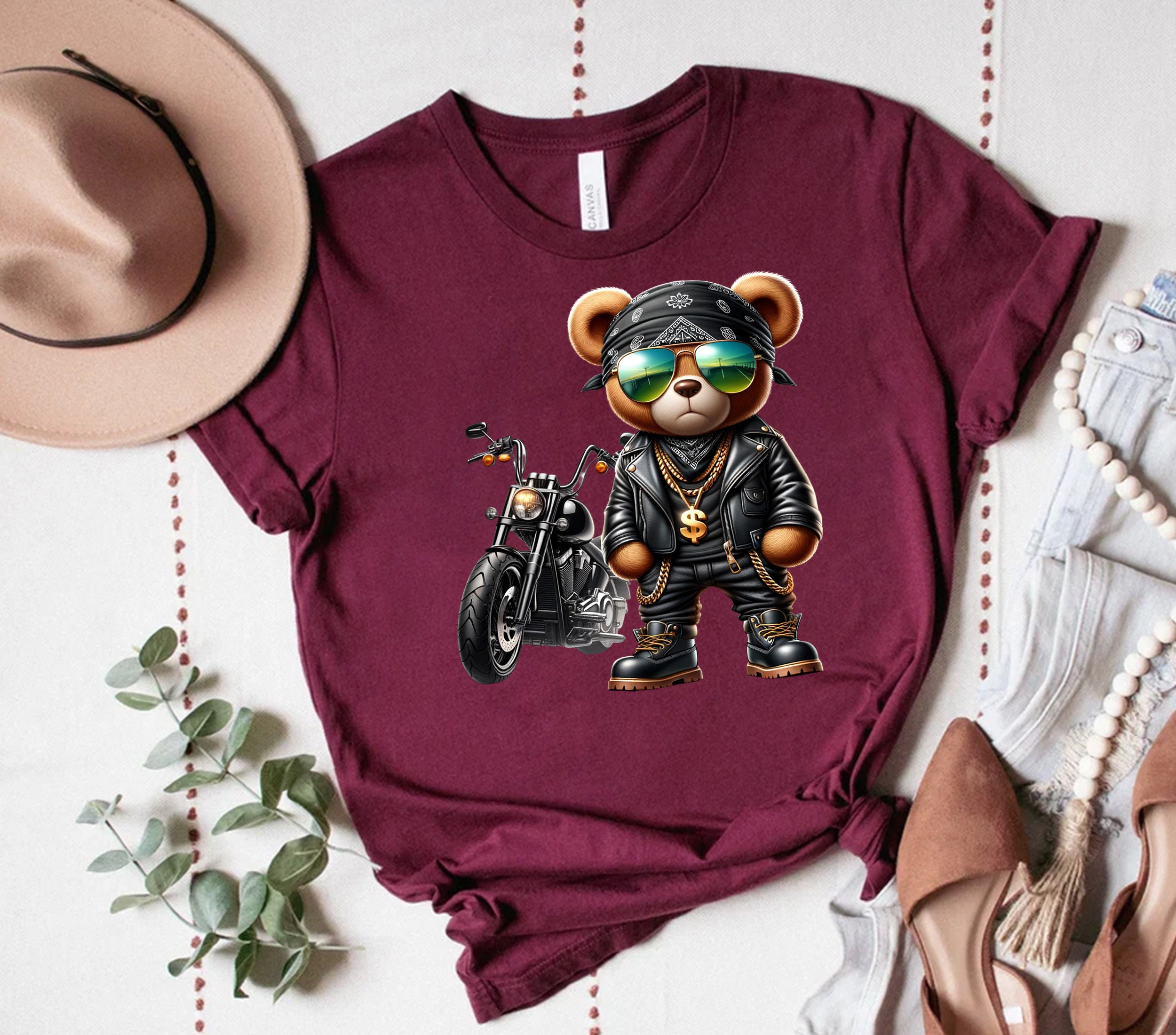 frankygrow TAPE EMBROIDERY PRINT BEAR T トップス