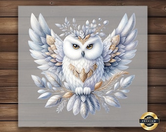 White Owl DTF Transfer: Floral Border, Whimsical Shirt Design