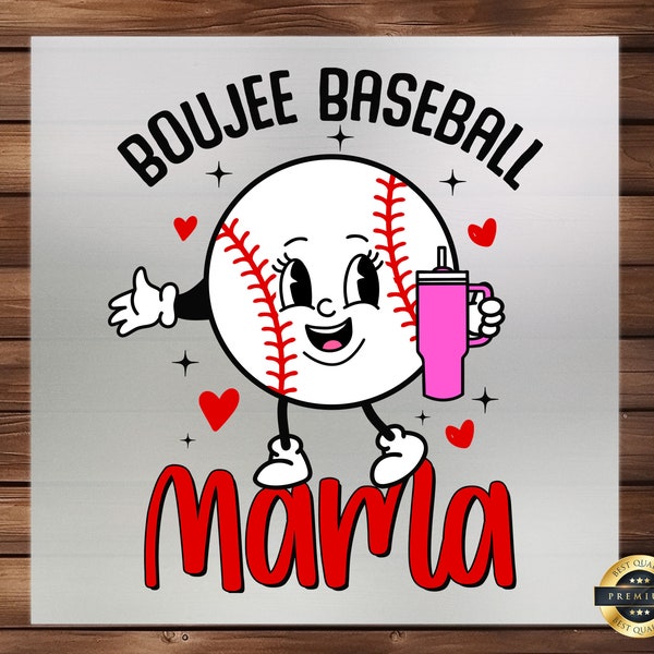 Boujee Baseball Mama DTF Transfer, Luxurious Sports Theme for Apparel, Easy-to-Apply, Chic Print, Stylish Baseball Moms, Unique DIY Design