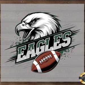 Eagles Football DTF Transfer, Bold Eagle Head Design, Ready to Press, DIY Sports Fan Shirt, Green Team Apparel, Game Day Art