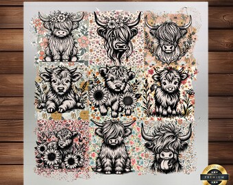 Retro Boho Cow Farm DTF Transfer: Vintage Farmhouse Apparel