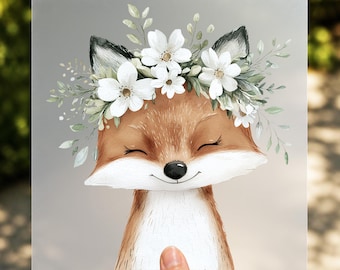 Floral Woodland Animals DTF Transfer, Baby Nursery Animal Design