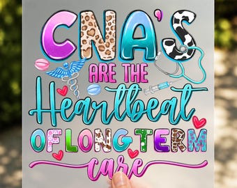 CNA Heartbeat DTF Transfer, Long Term Care Iron On Gift Design