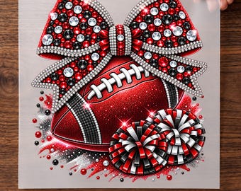 Football Cheer Bow DTF Transfer for Team Colors and Game Day Ready To Press