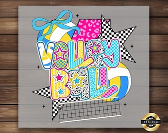 Neon Volleyball DTF Transfer Girl Game Day Bow Sports Graphic