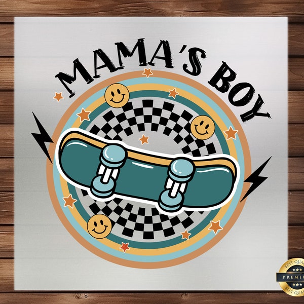 Mama's Boy Skateboard DTF Transfer, Heartfelt Skate Design for Apparel, Perfect for T-Shirts, Hoodies, Celebrating Bond Between Mom and Son