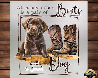 Dog Cowboy Chocolate DTF Transfer: Whimsical Trio Design
