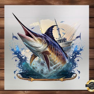 Jumping Marlin DTF Transfer: Sea Life Hoodie Print