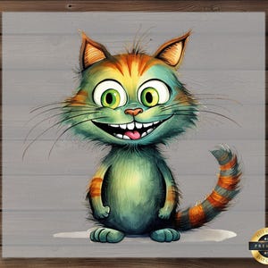 Happy Cartoon Cat DTF Transfer, Cheerful Feline Art Print, Cute and Playful Kitty Design, Ready To Press, DIY Gift for Cat Lovers