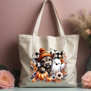 Fall Highland Cow Ghost DTF Transfer, Cute Halloween Ready To Press Iron On image 6
