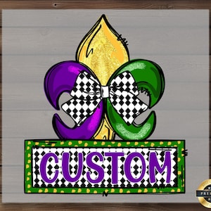 Custom Fleur-de-lis Mardi Gras Bow DTF Transfer: Carnival Apparel Art