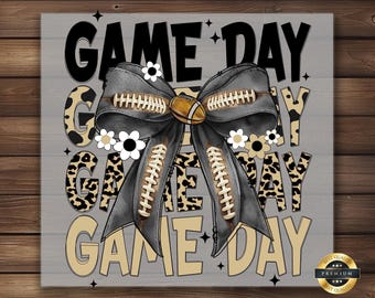 Leopard Football Bow DTF Transfer, Game Day Ready To Press Iron On