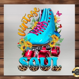 Vintage Rolling Skate DTF Transfer, Roll Back in Time with Retro Roller Skates, Apparel, Easy-to-Apply, Ideal for Kids, Detailed Fabric Art