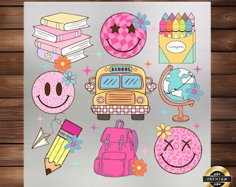 Back to School Coquette DTF Transfer: Smiley Face Iron-on Decal