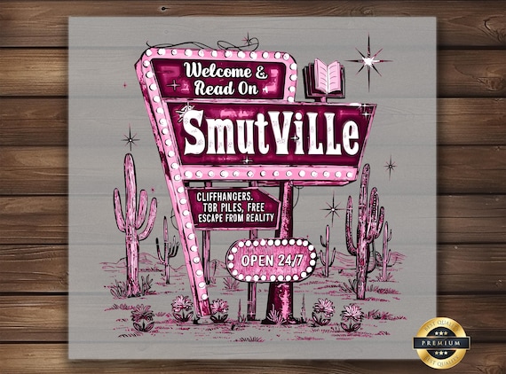 SmutVille DTF Transfer: Neon Romance Reader Shirt Print