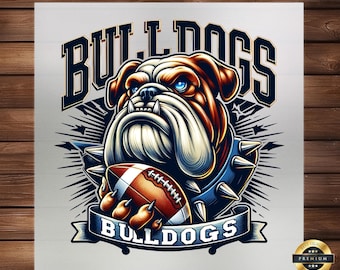 Bulldogs School Spirit DTF Transfer: Mascot Hoodie Fabric Art