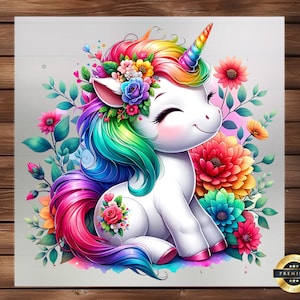 Baby Unicorn Floral DTF Transfer: Magical Fabric Art