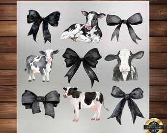 Dairy Cow Black Coquette DTF Transfer Farm Animals